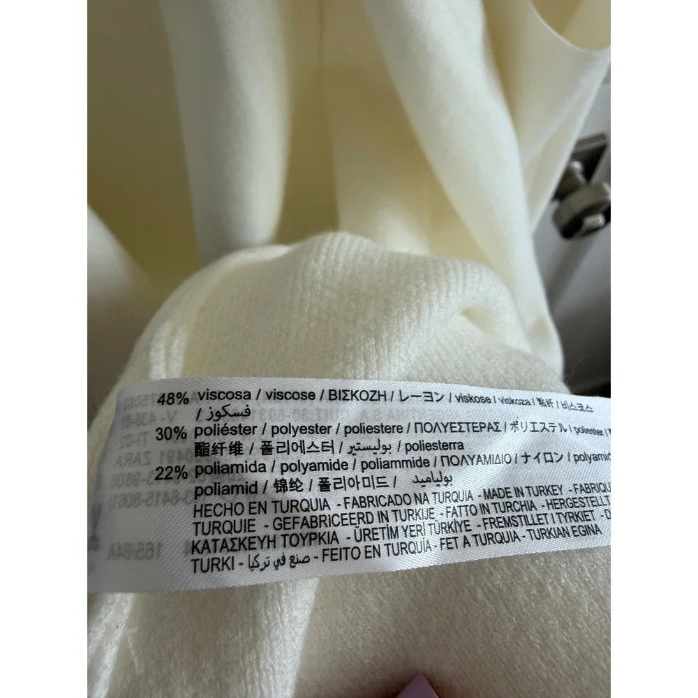 Zara Womens‎ Cream Longline Knit Duster Cardigan Shawl Collar Pockets Size S